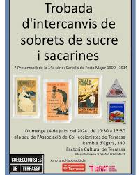 Fotos de la trobada d'intercanvis de sobrets de sucre i sacarines a Terrassa (Barcelona).