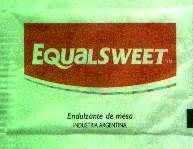 Sobres de edulcorantes de la marca de edulcorante argentina EQUALSWEET.