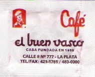 Sobres de edulcorantes de la marca de café argentina EL BUEN VASCO.