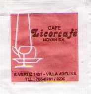Sobres de edulcorantes de la marca de café argentina LICORCAFÉ.