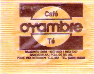 Sobres de edulcorantes de la marca de café argentina OYAMBRE.