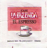 Sobres de edulcorantes de la marca de café argentina LA FAZENDA.