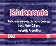 Sobres de edulcorantes de distribuidores de Argentina.