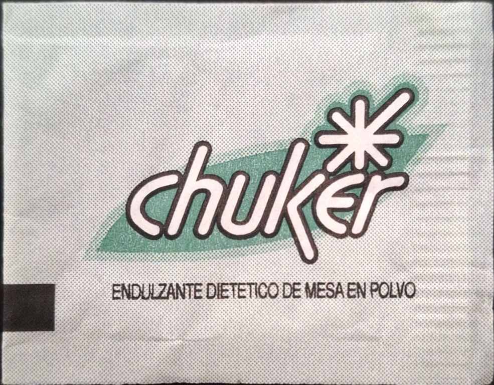 Sobres de edulcorantes de marcas de edulcorante de Argentina.