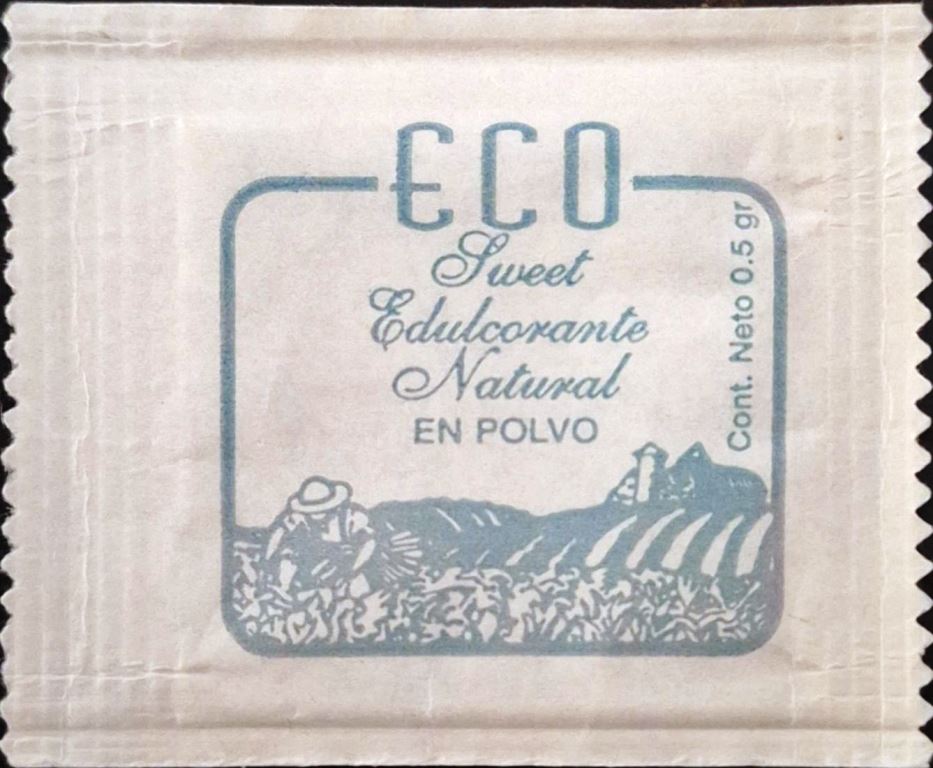 Sobres de edulcorantes de marcas de edulcorante de Argentina.