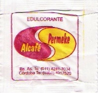 Sobres de edulcorantes de la marca de café argentina ALCAFÉ.