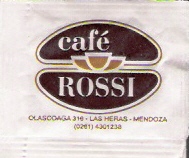 Sobres de edulcorantes de la marca de café argentina ROSSI.