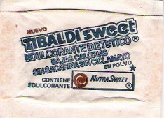 Sobres de edulcorantes de marcas de edulcorante de Argentina.