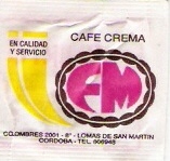 Sobres de edulcorantes de la marca de café argentina FM.
