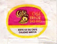 Sobres de edulcorantes de la marca de café argentina CASA DO CAFE.