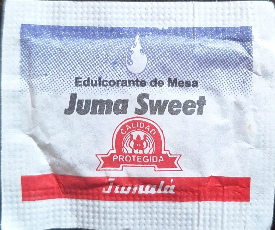Sobres de edulcorantes de marcas de edulcorante de Argentina.