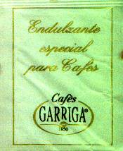 Sobres de edulcorantes de la marca de café GARRIGA.