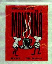 Sobres de edulcorantes de la marca de café MONTAÑA.