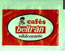 Sobres de edulcorantes de la marca de café BELTRAN.