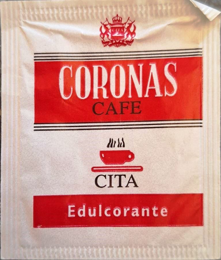 Sobres de edulcorantes de la marca de café CORONAS.