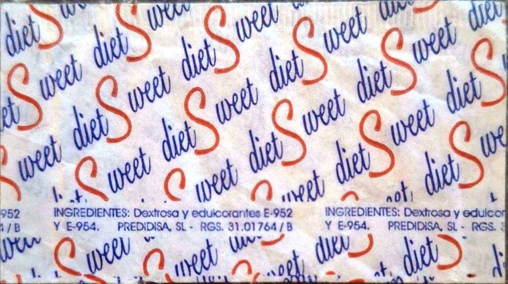 Sobres de edulcorantes de la marca de edulcorante DIETSWEET