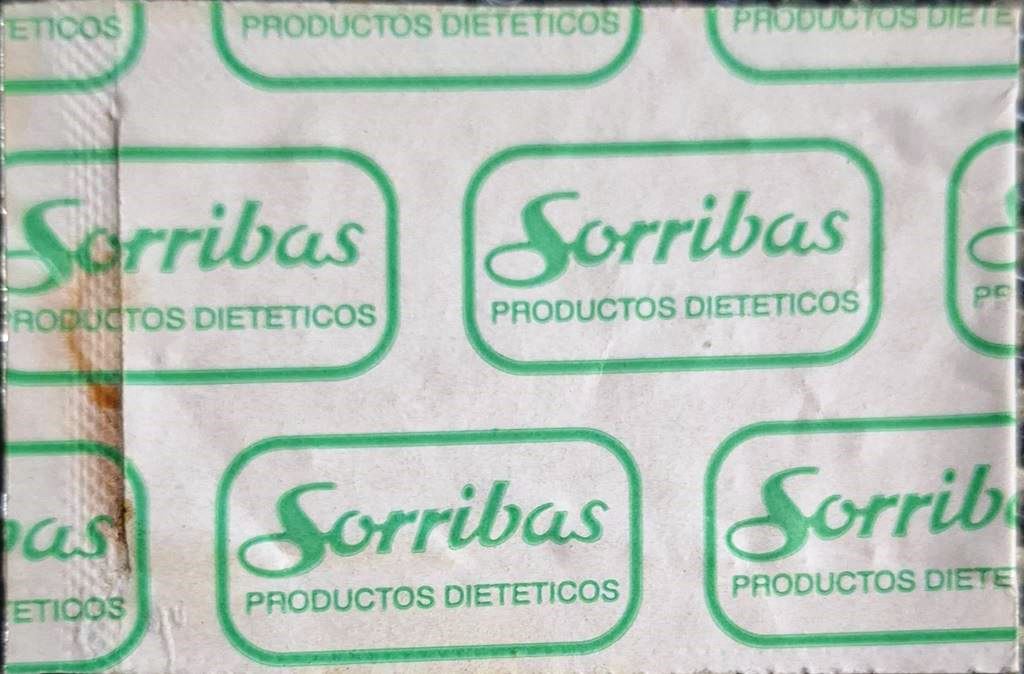Sobres de edulcorantes de la marca de edulcorante SORRIBAS.