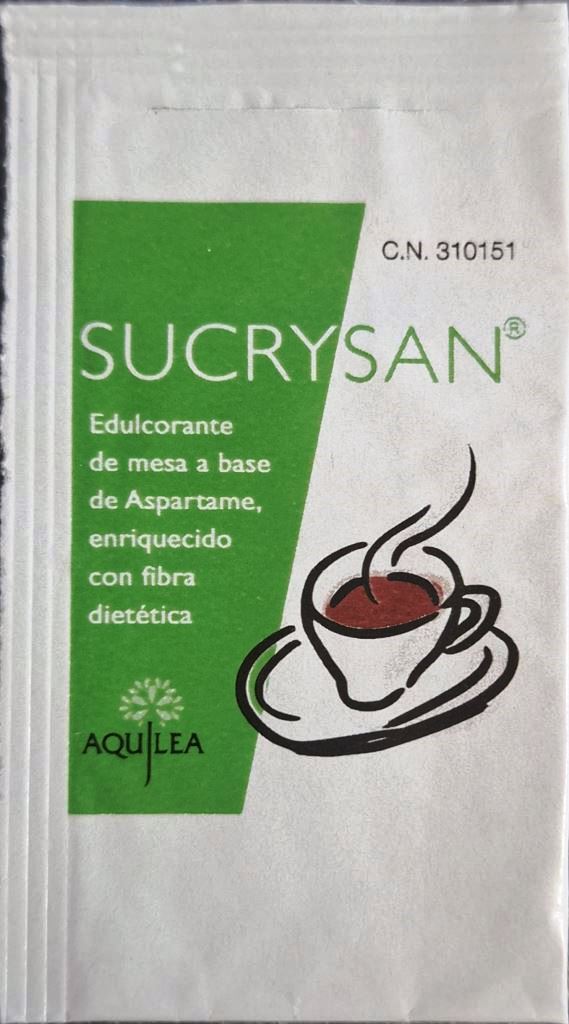 Sobres de edulcorantes de la marca de edulcorante SUCRYSAN.