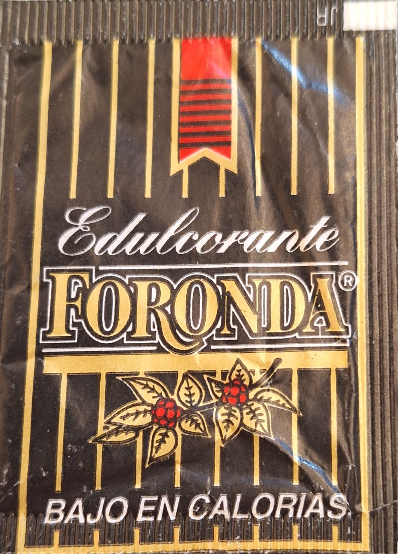 Sobres de edulcorantes de la marca de café FORONDA.
