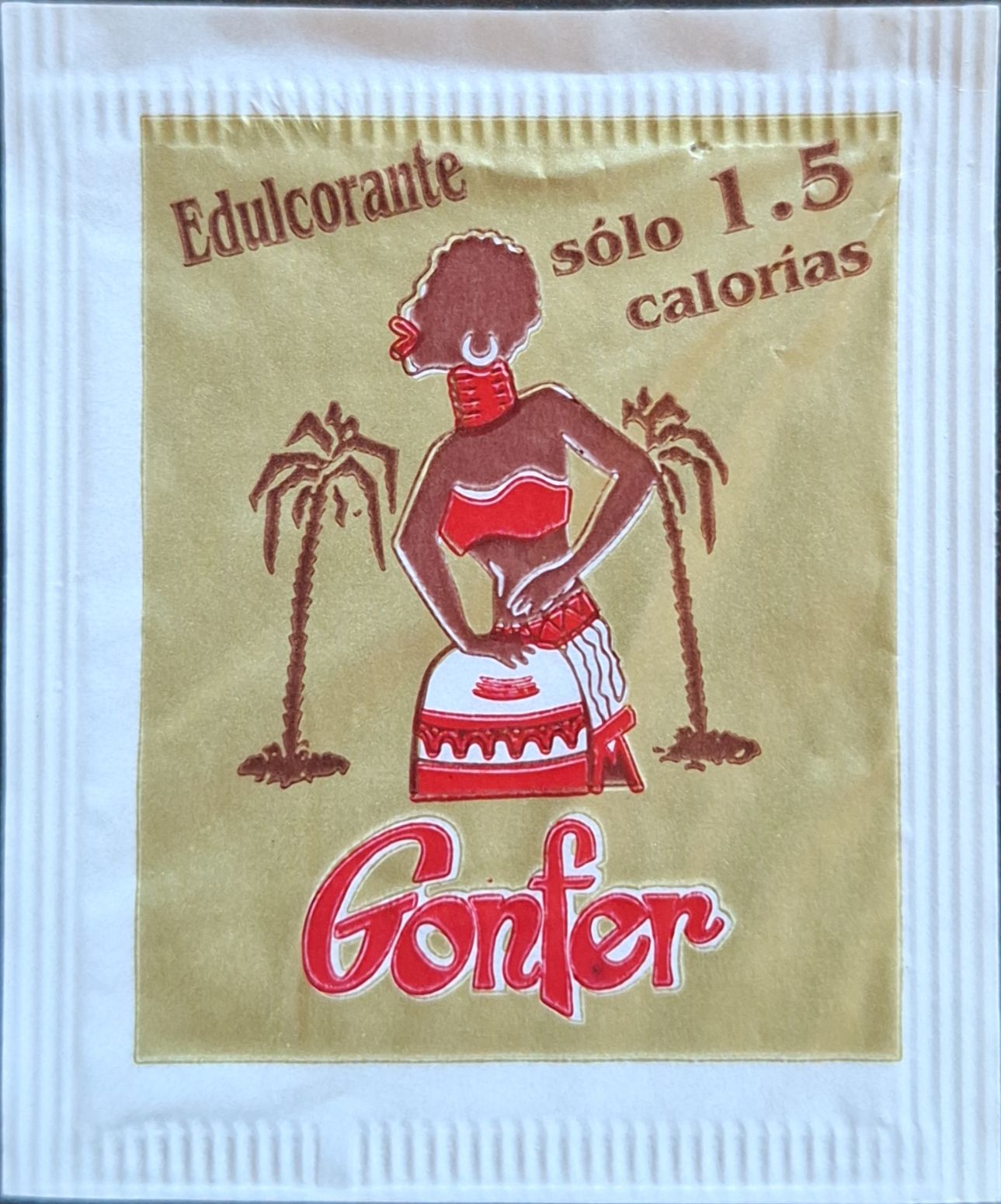 Sobres de edulcorantes de la marca de café GONFER.