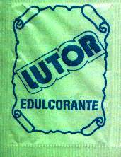 Sobres de edulcorantes de la marca de edulcorante LUTOR.