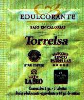 Sobres de edulcorantes de la marca de café TORRELSA