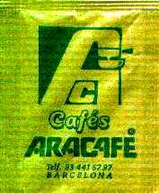 Sobres de edulcorantes de la marca de café ARACAFÉ.