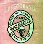 Sobres de edulcorantes de la marca de café BALANZO.