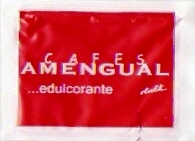 Sobres de edulcorantes de la marca de café AMENGUAL.