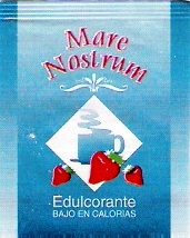 Sobres de edulcorantes de la marca de edulcorante MARE NOSTRUM.