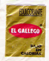 Sobres de edulcorantes de la marca de café EL GALLEGO.