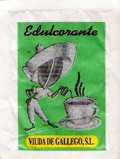 Sobres de edulcorantes de la marca de café VIUDA de GALLEGO