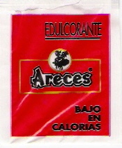 Sobres de edulcorantes de la marca de café ARECES.