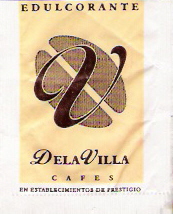 Sobres de edulcorantes de la marca de café DE la VILLA.
