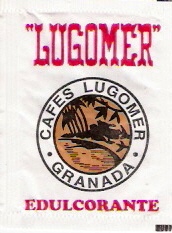 Sobres de edulcorantes de la marca de café LUGOMER.
