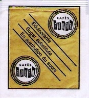 Sobres de edulcorantes de la marca de café ROURA.