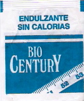 Sobres de edulcorantes de la marca de edulcorante BIO CENTURY