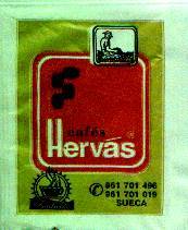Sobres de edulcorantes de la marca de café HERVAS.