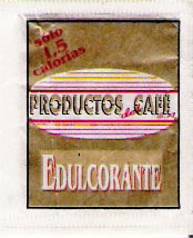 Sobres de edulcorantes de la marca de café PRODUCTOS DEL CAFÉ.