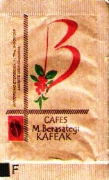 Sobres de edulcorantes de la marca de café M. BERASATEGI.
