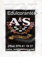 Sobres de edulcorantes de la marca de café a&s.