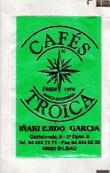Sobres de edulcorantes de la marca de café TROICA