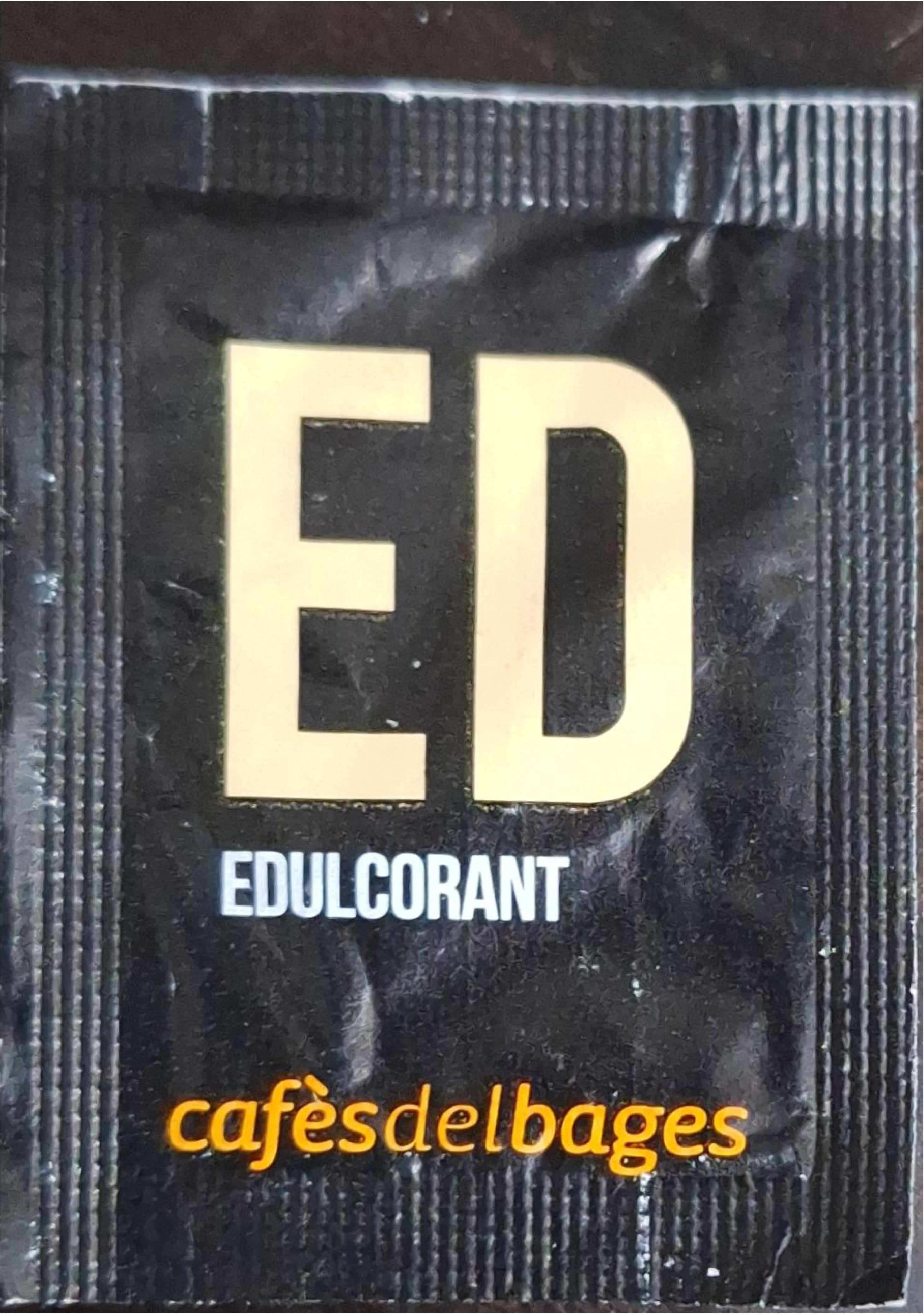 Sobres de edulcorantes de la marca de café DEL BAGES.
