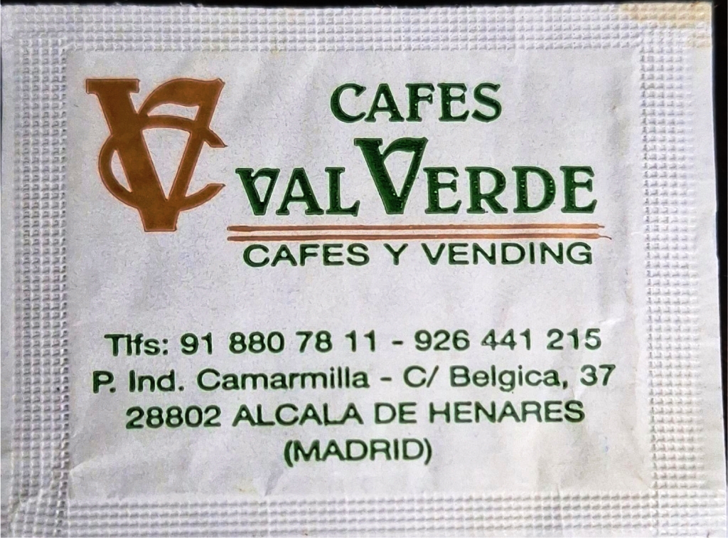 Sobres de edulcorantes de la marca de café VALVERDE