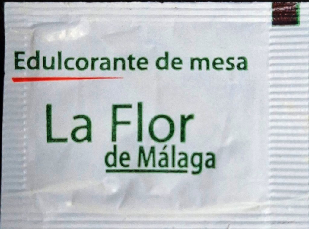 Sobres de edulcorantes de la marca de edulcorante LA FLOR DE MÁLAGA.
