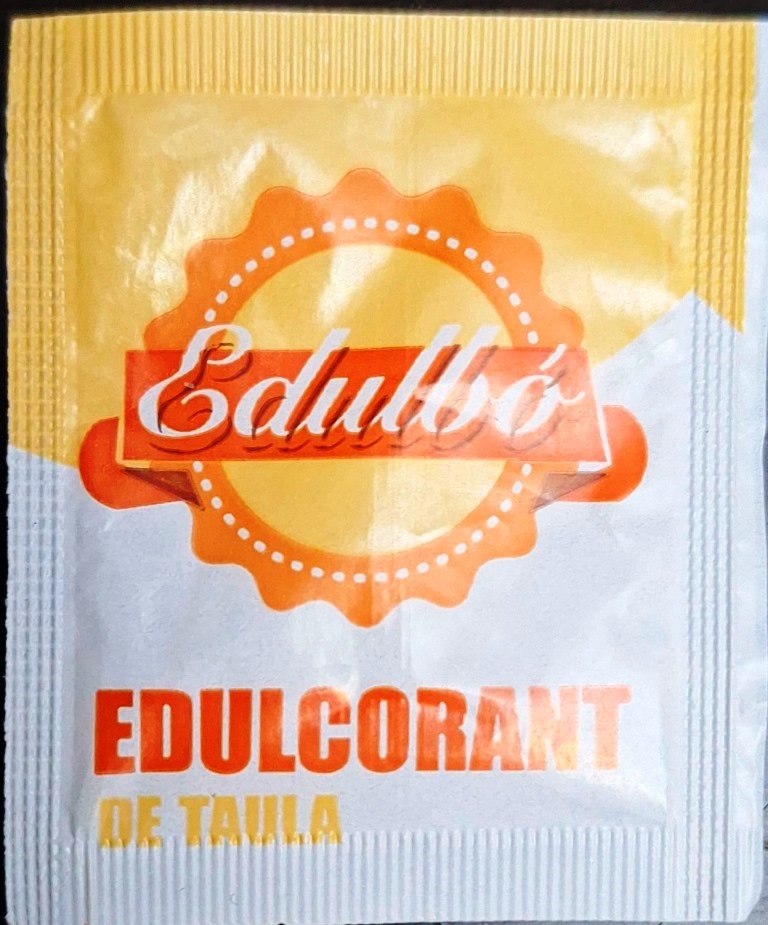 Sobres de edulcorantes de la marca de edulcorante EDULBÓ