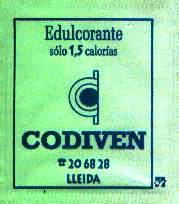 Sobres de edulcorantes de la marca de edulcorante CODIVEN