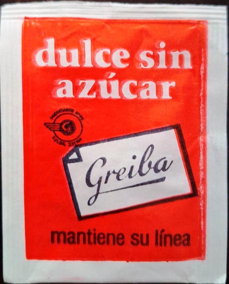 Sobres de edulcorantes de la marca de café GREIBA.