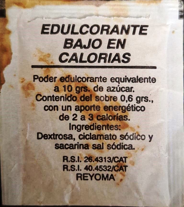 Sobres de edulcorantes de España de la marca de café MIÑANA.