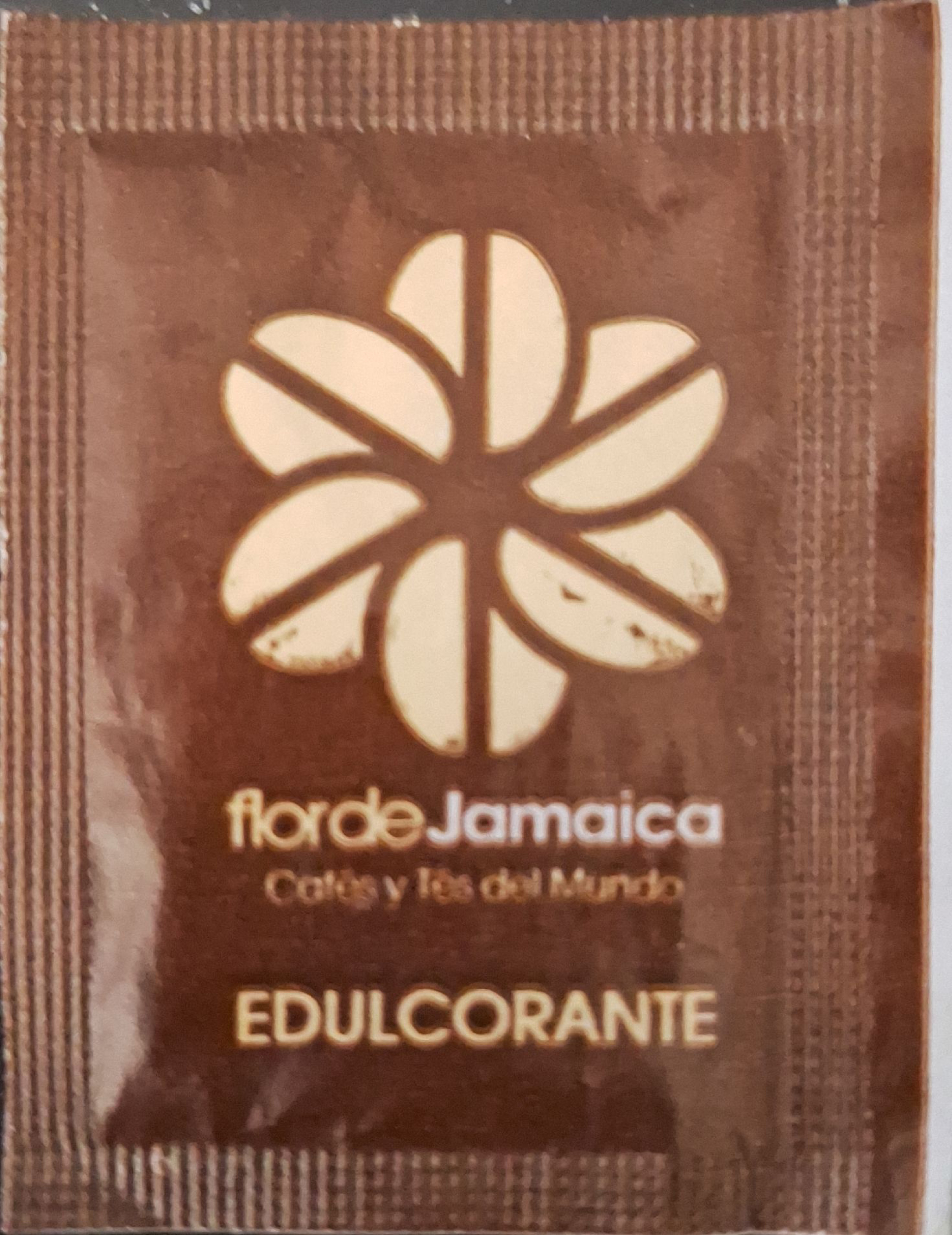 Sobres de edulcorantes de la marca de café FLOR de JAMAICA.